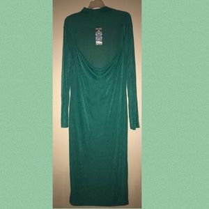 Boohoo Green Textured Slinky Cut Out Midi Dress